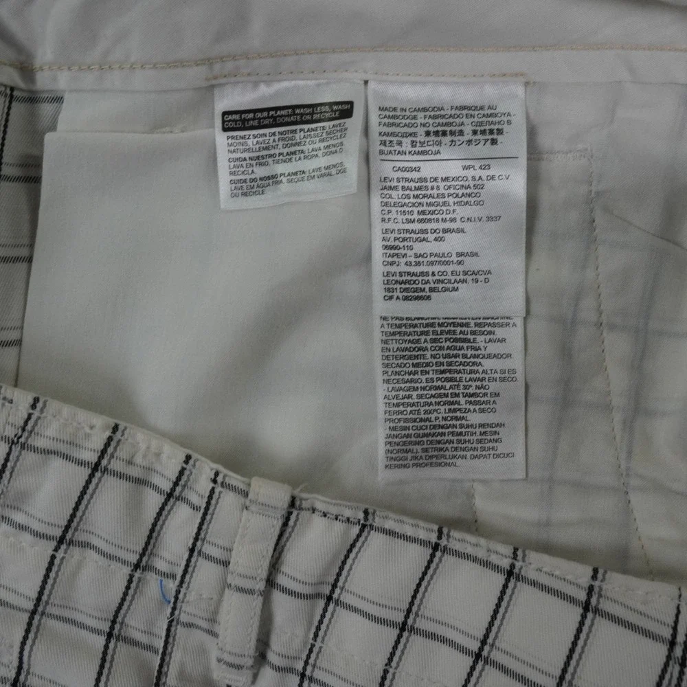 Levis Cargo Shorts Mens 38 White Black Grid Plaid Streetwear‎ Outdoor Skater